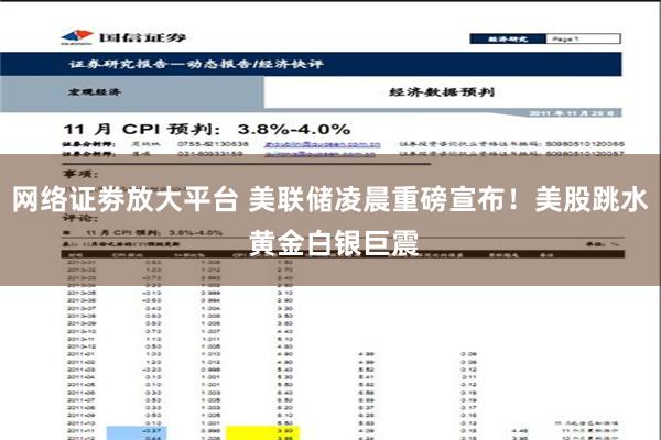 网络证劵放大平台 美联储凌晨重磅宣布！美股跳水 黄金白银巨震