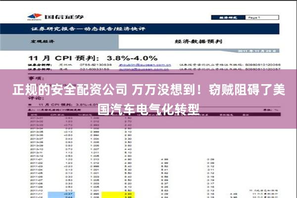 正规的安全配资公司 万万没想到！窃贼阻碍了美国汽车电气化转型