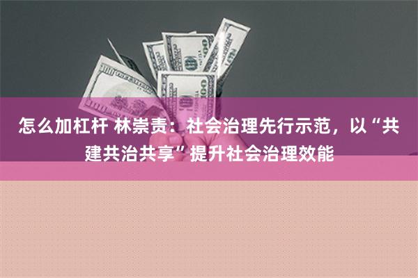 怎么加杠杆 林崇责：社会治理先行示范，以“共建共治共享”提升社会治理效能