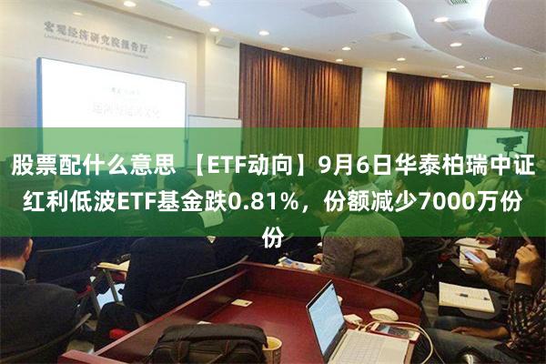 股票配什么意思 【ETF动向】9月6日华泰柏瑞中证红利低波ETF基金跌0.81%，份额减少7000万份