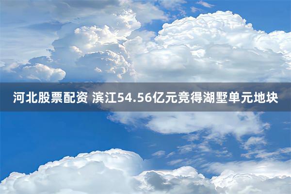 河北股票配资 滨江54.56亿元竞得湖墅单元地块